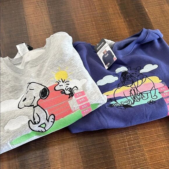 Peanuts Tops - Peanuts Sweatshirts - Gray and Blue and Winnie the Pooh